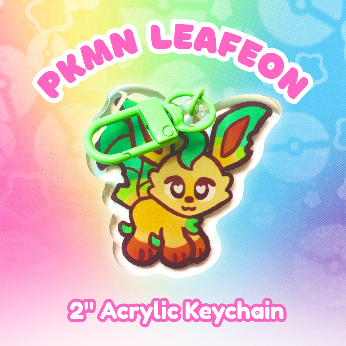 PKMN Leafeon 2" Acrylic Keychain with Green Metal Clasp