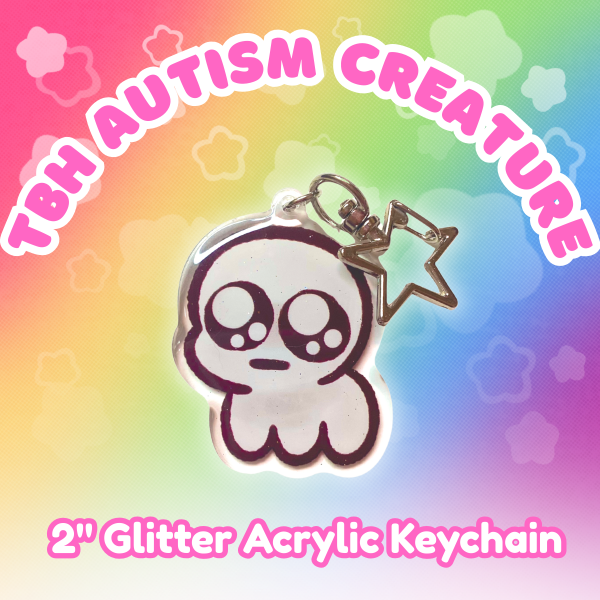 TBH Autism Creature 2" Epoxy Glitter Keychain with Metal Star Clasp