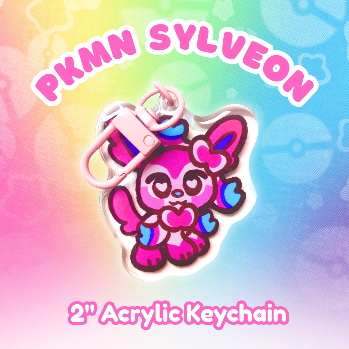 PKMN Slyveon 2" Acrylic Keychain with Pink Metal Clasp