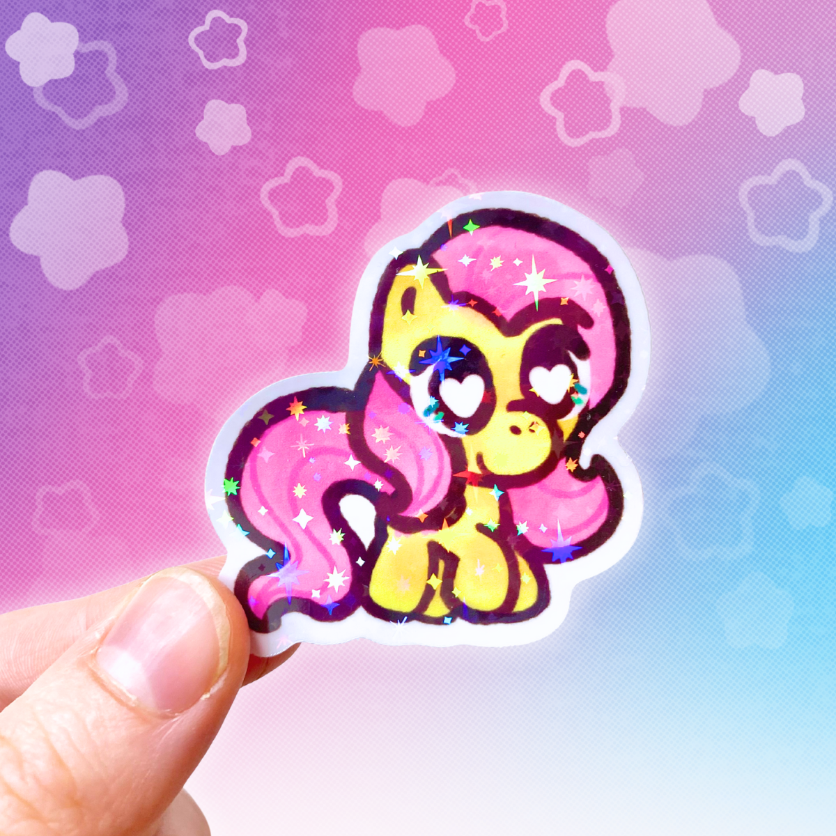 MLP Fluttershy 2" Starry Holo Vinyl Sticker