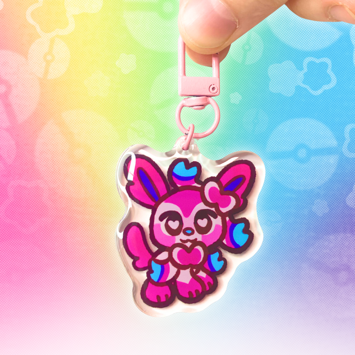 PKMN Slyveon 2" Acrylic Keychain with Pink Metal Clasp