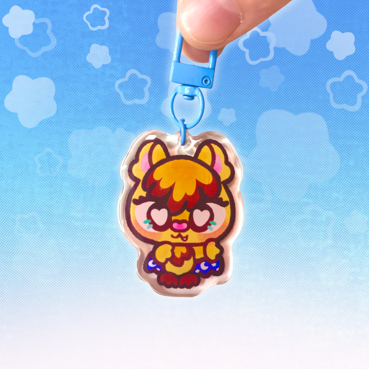 LPS Moon Bat 2" Epoxy Keychain with Blue Clasp