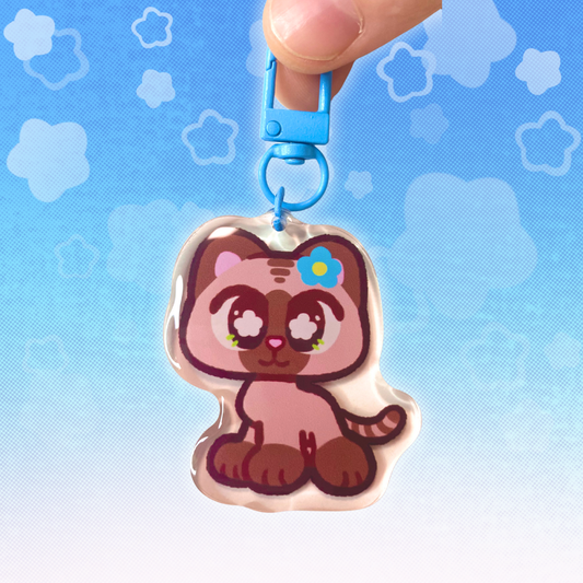 LPS Flower Kitty 2" Epoxy Keychain with Blue Clasp