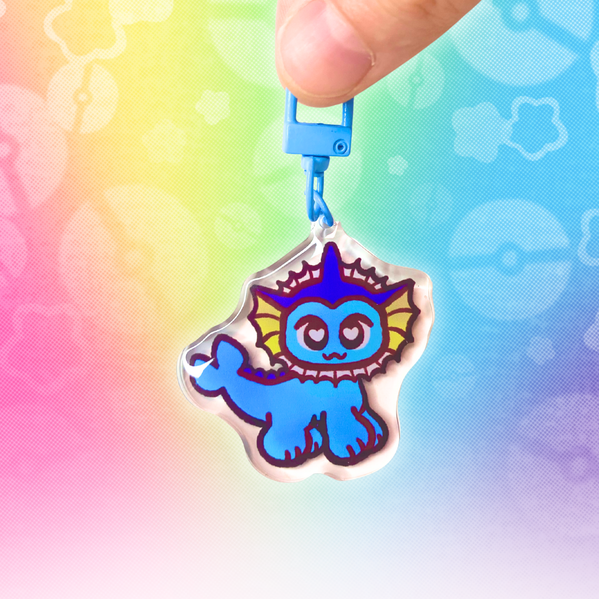 PKMN Vaporeon 2" Acrylic Keychain with Blue Metal Clasp