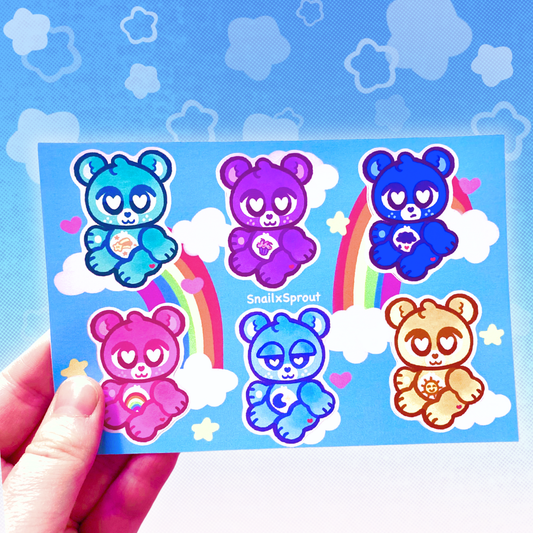 Carebear 6"x4"Vinyl Sticker Sheet