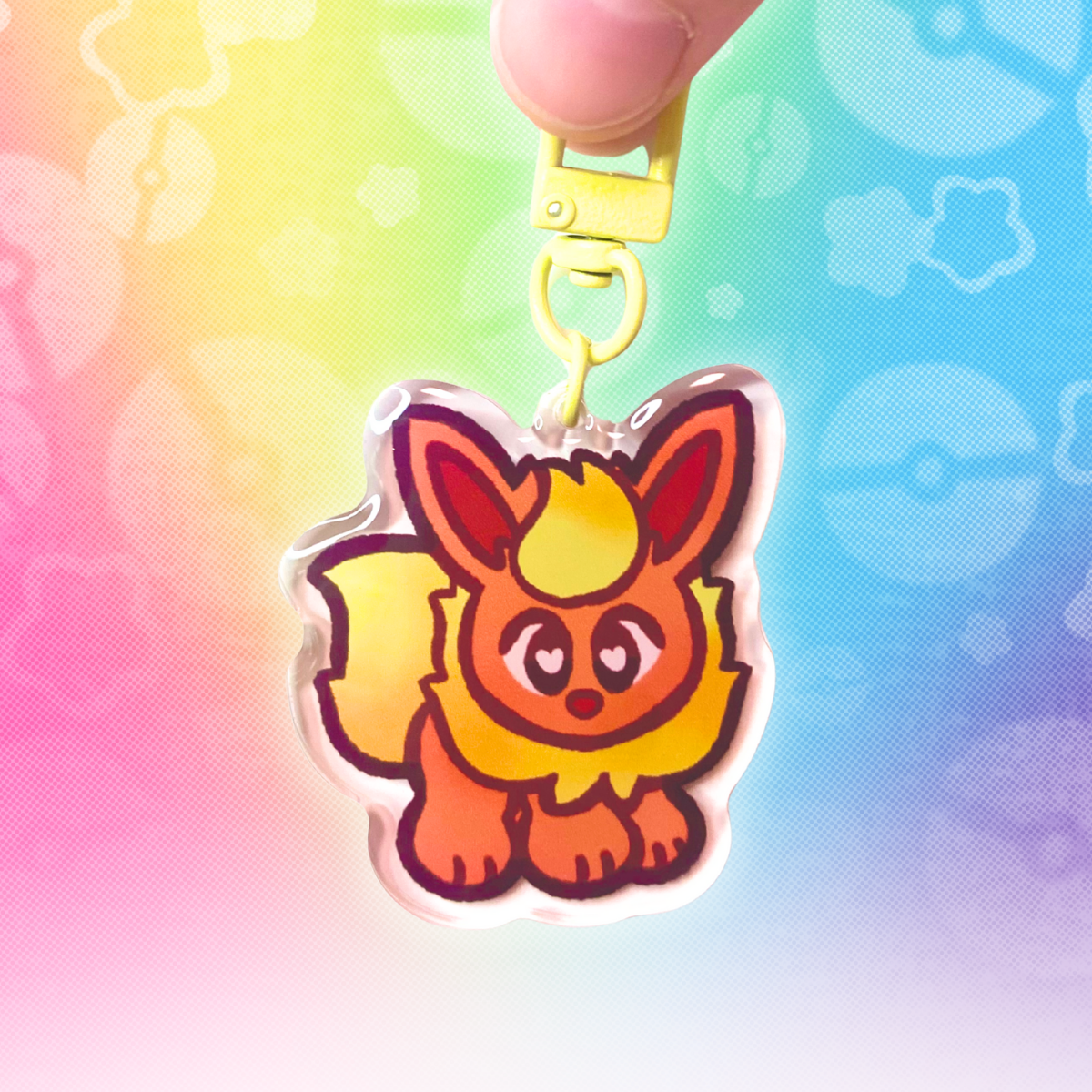 PKMN Flareon 2" Acrylic Keychain with Yellow Metal Clasp