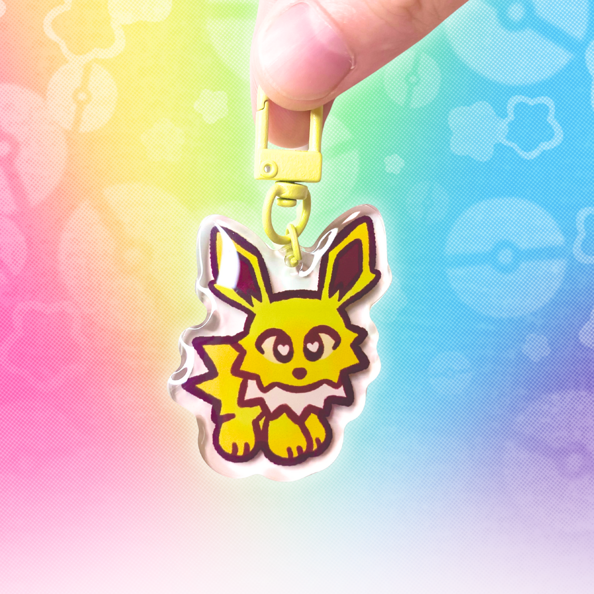 PKMN Jolteon 2" Acrylic Keychain with Yellow Metal Clasp