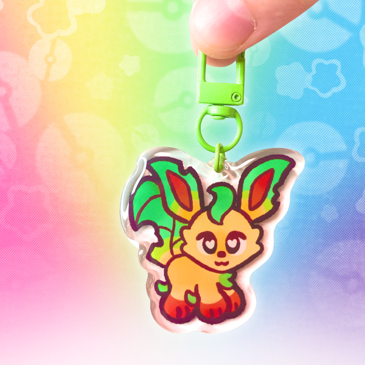 PKMN Leafeon 2" Acrylic Keychain with Green Metal Clasp