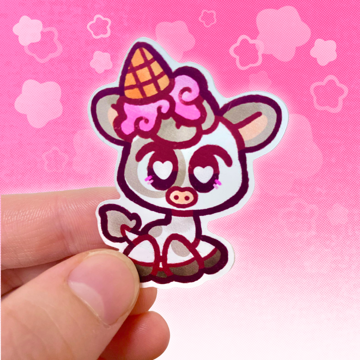 LPS Ice Cream Cow 2" Glossy Vinyl Sticker