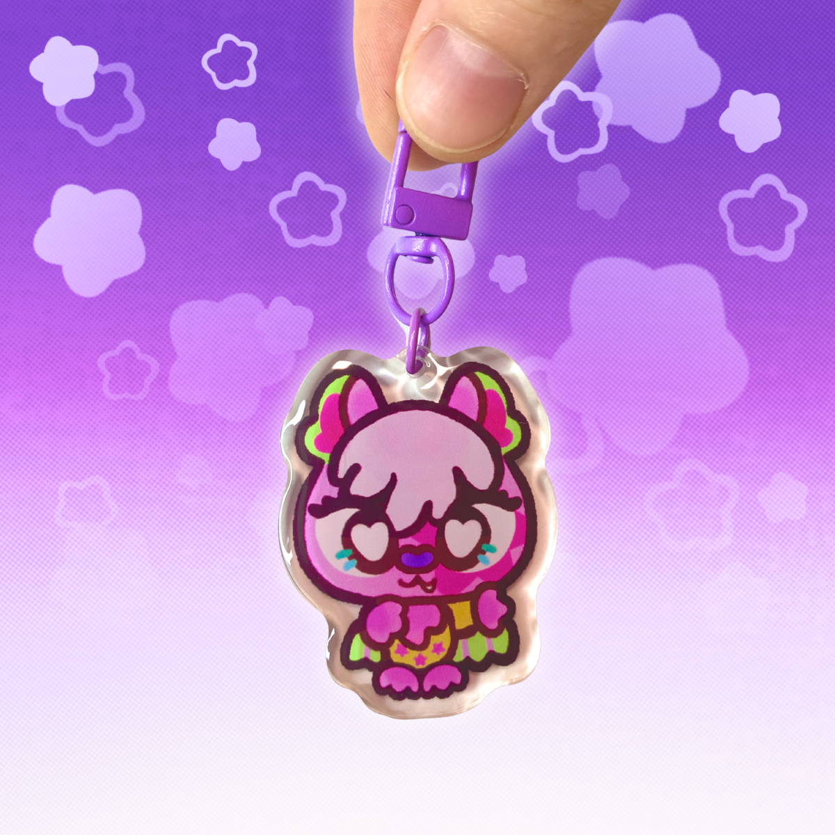 LPS Pastel Bat 2" Epoxy Keychain with Purple Clasp