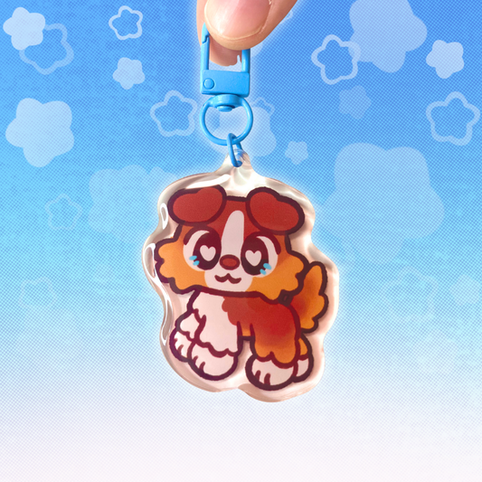 LPS Collie 2" Epoxy Keychain with Blue Clasp