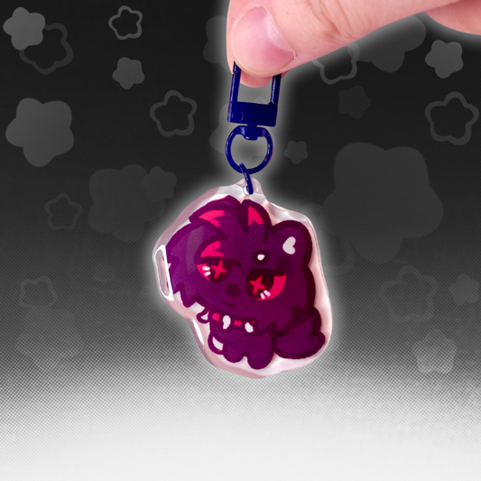 Emo Kitty 2" Epoxy Keychain with Black Clasp