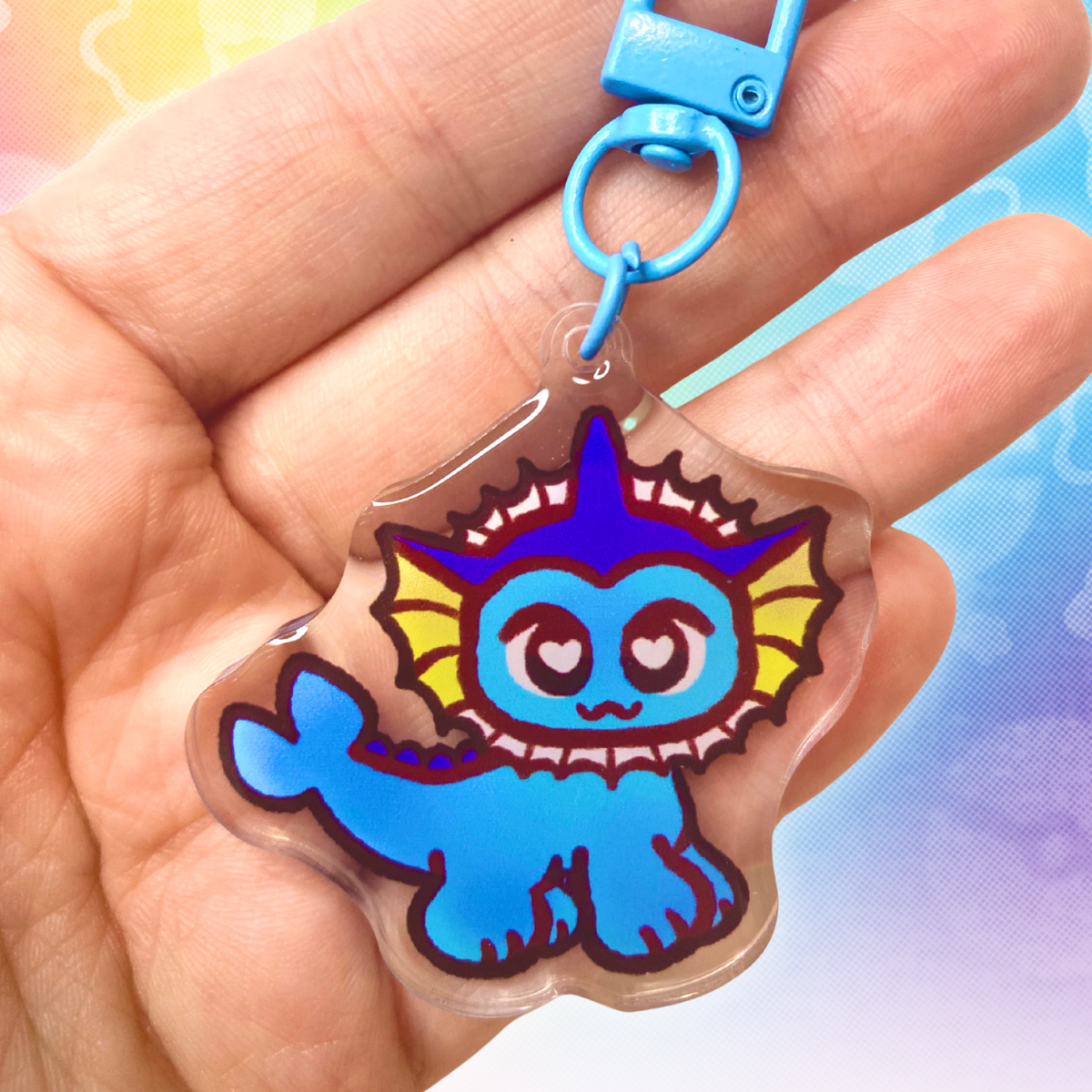 PKMN Vaporeon 2" Acrylic Keychain with Blue Metal Clasp