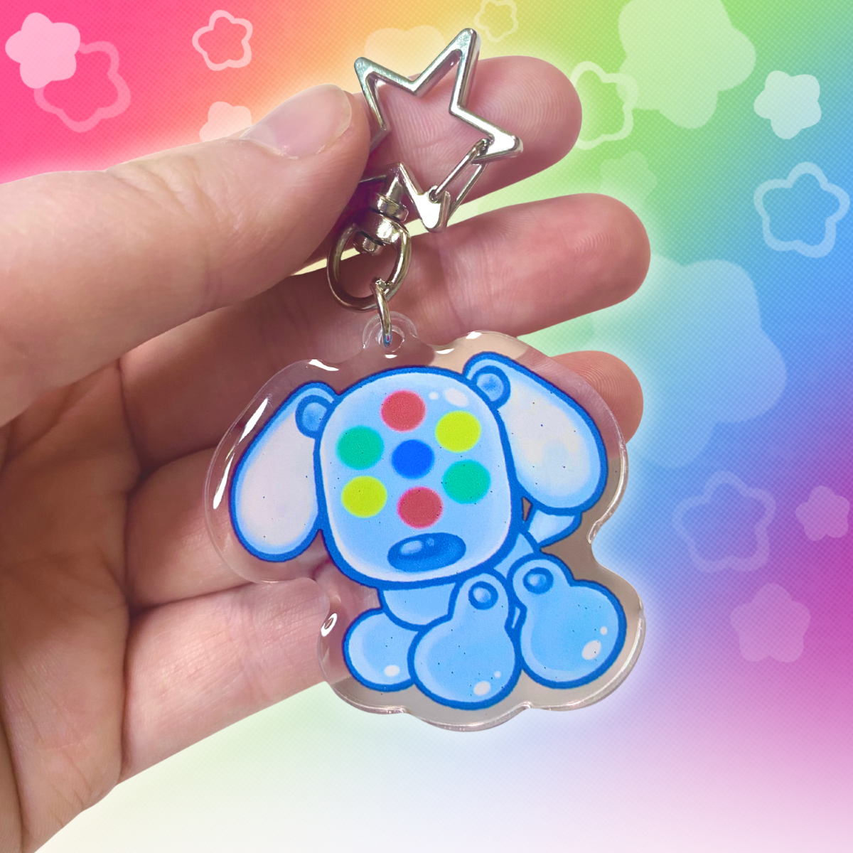 Idog 2" Epoxy Glitter Keychain with Metal Star Clasp