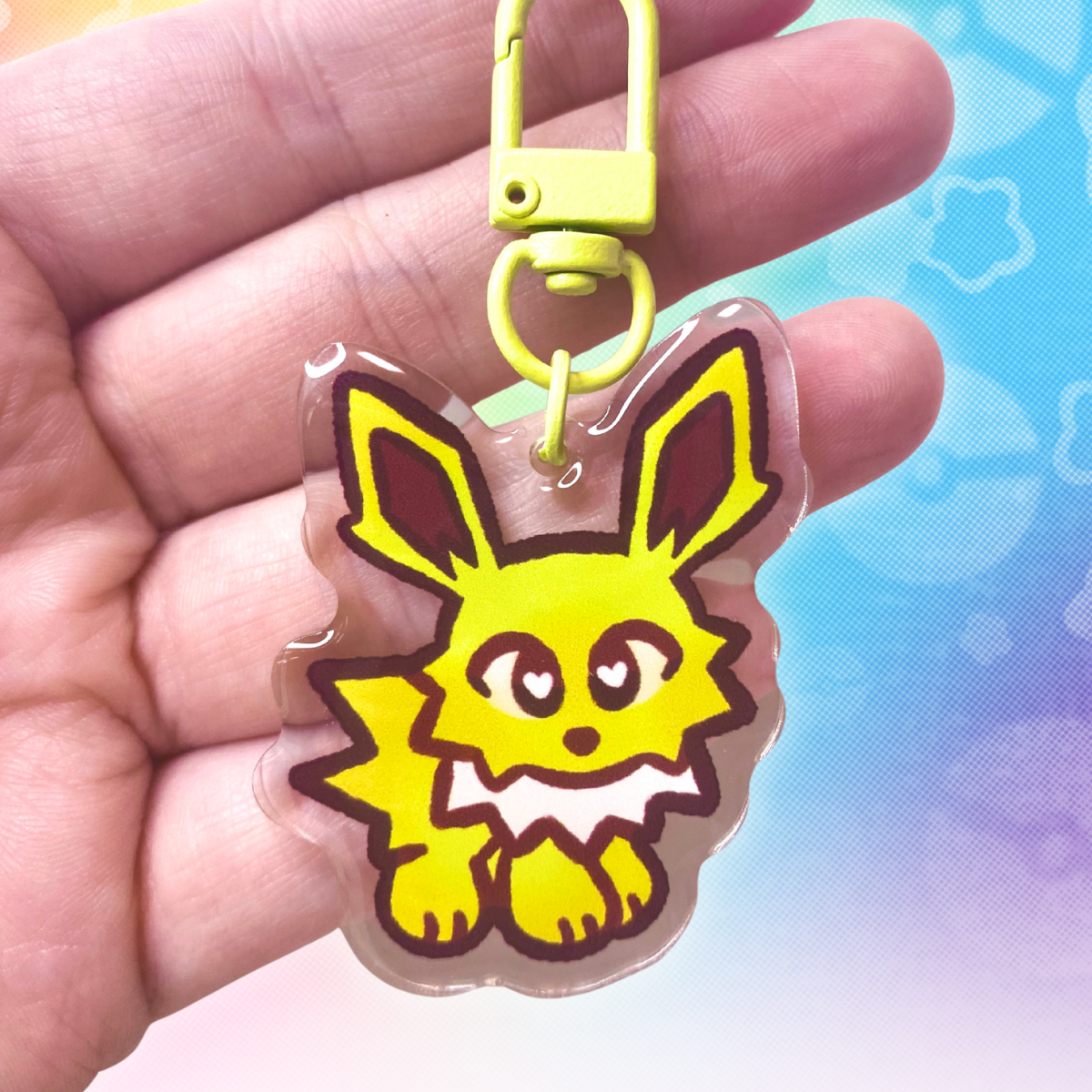 PKMN Jolteon 2" Acrylic Keychain with Yellow Metal Clasp