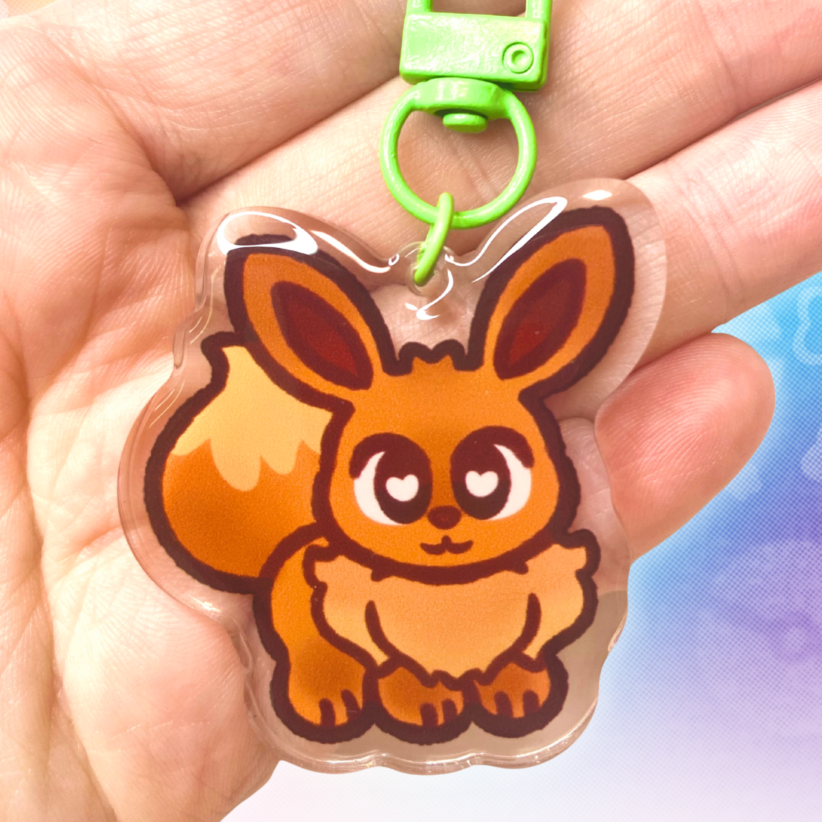 PKMN Eevee 2" Acrylic Keychain with Green Metal Clasp