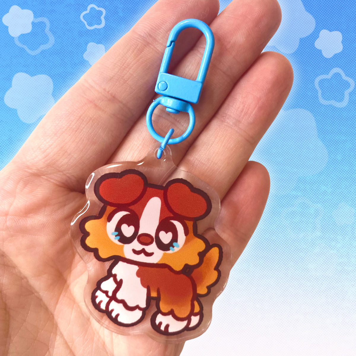 LPS Collie 2" Epoxy Keychain with Blue Clasp