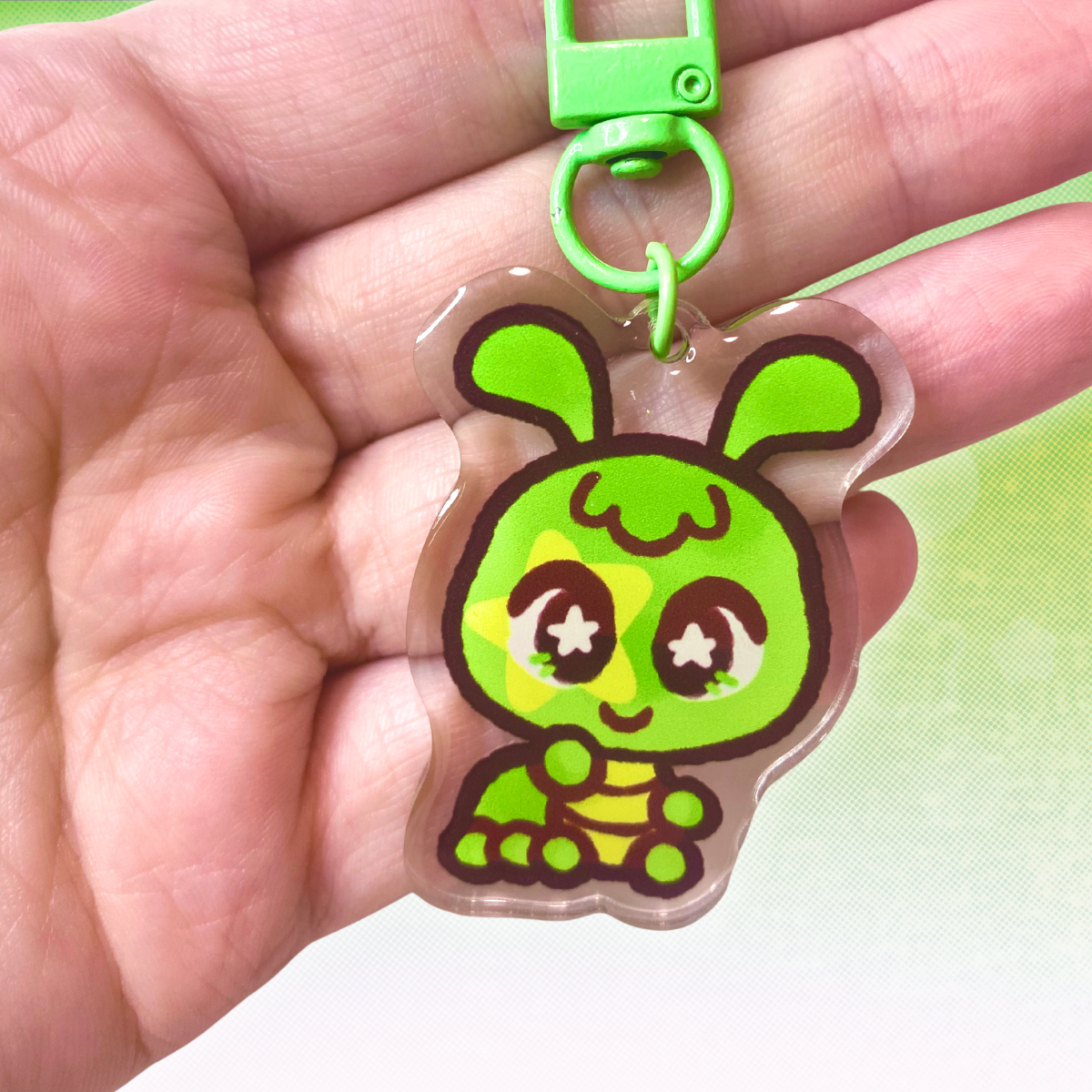 LPS Caterpillar 2" Epoxy Keychain with Green Clasp