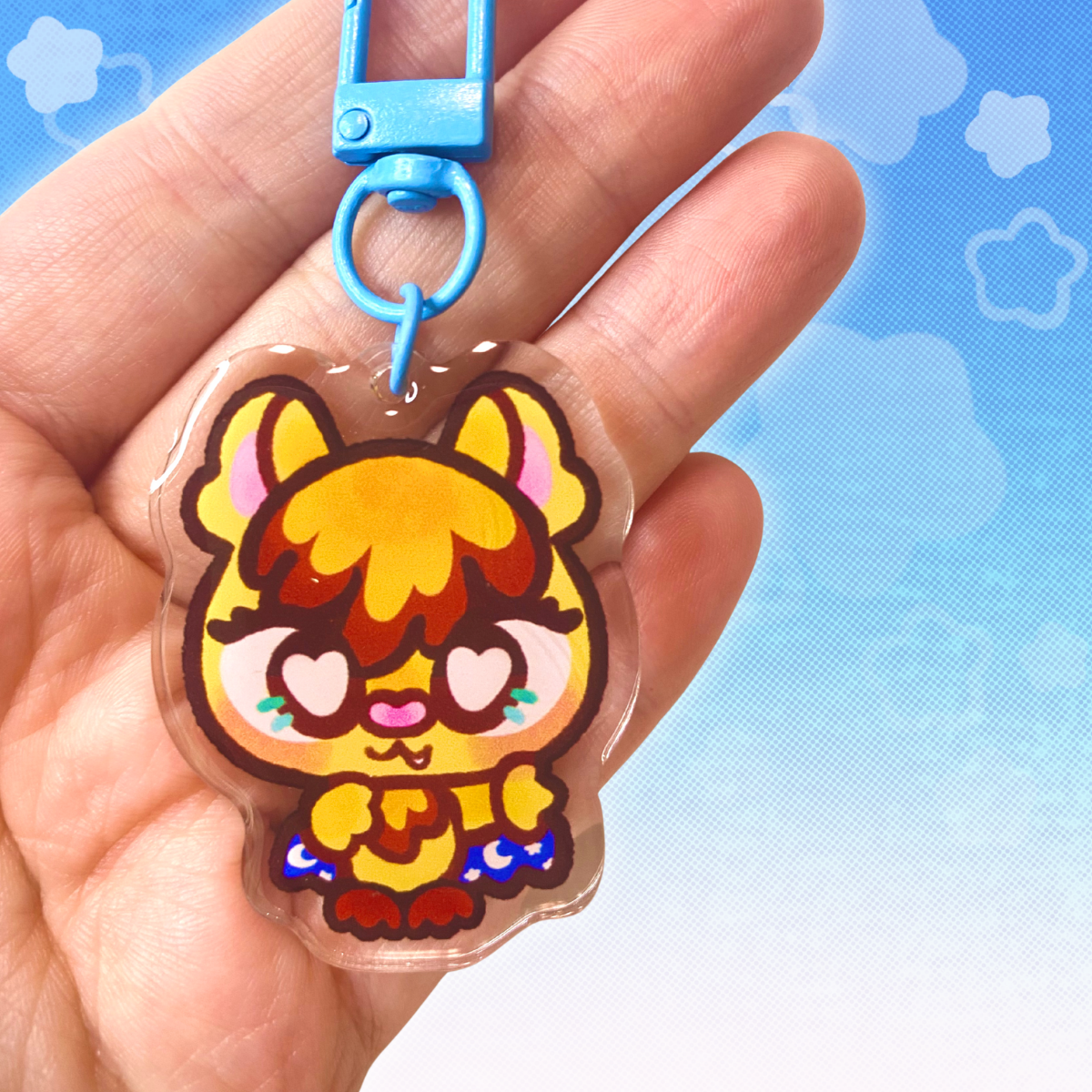 LPS Moon Bat 2" Epoxy Keychain with Blue Clasp