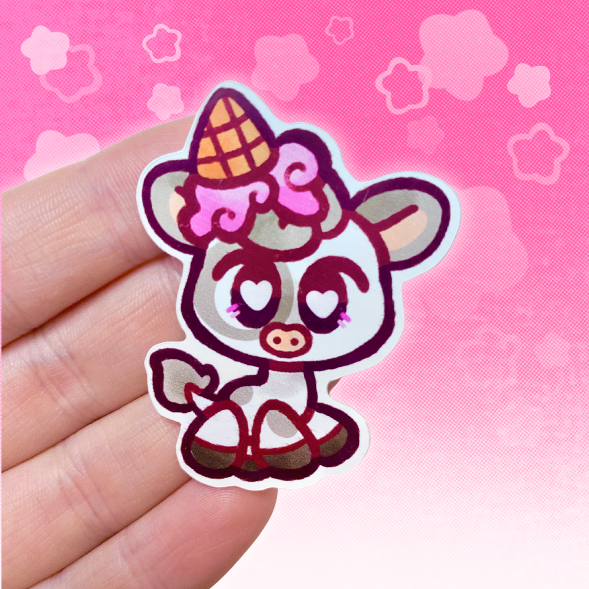 LPS Ice Cream Cow 2" Glossy Vinyl Sticker