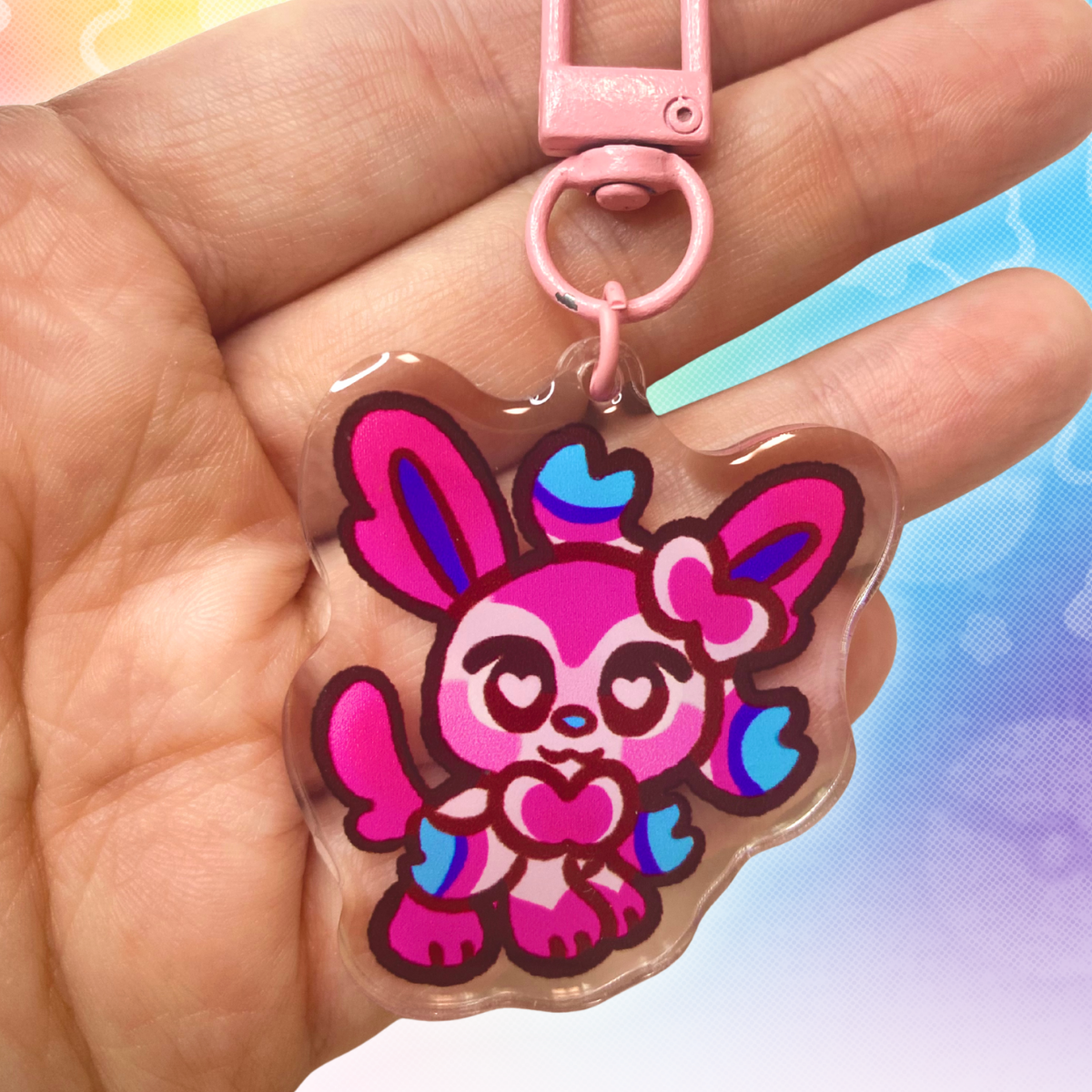 PKMN Slyveon 2" Acrylic Keychain with Pink Metal Clasp