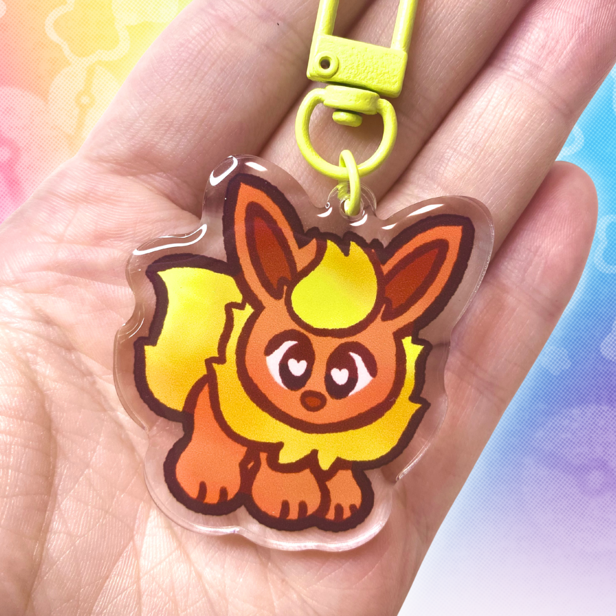 PKMN Flareon 2" Acrylic Keychain with Yellow Metal Clasp