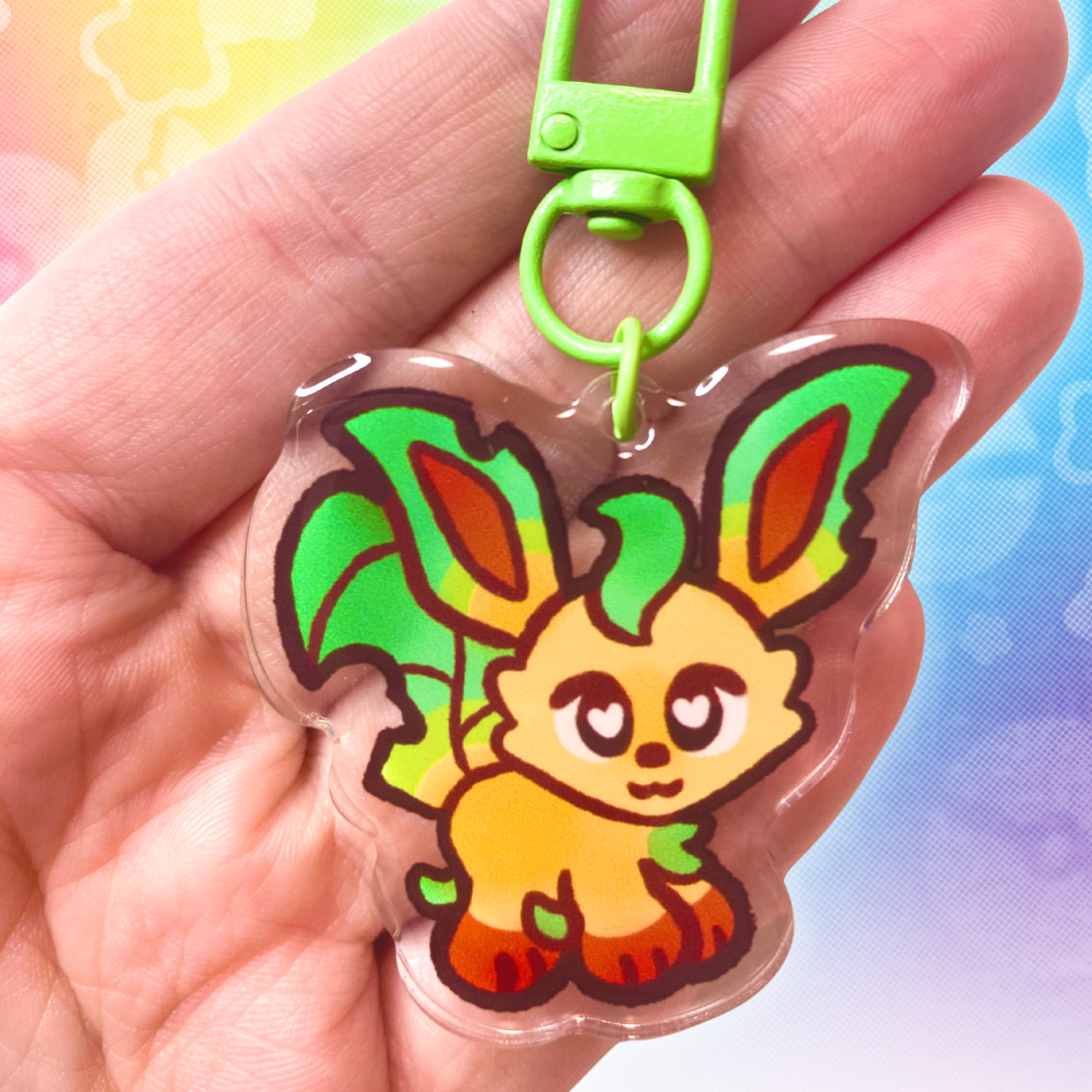 PKMN Leafeon 2" Acrylic Keychain with Green Metal Clasp