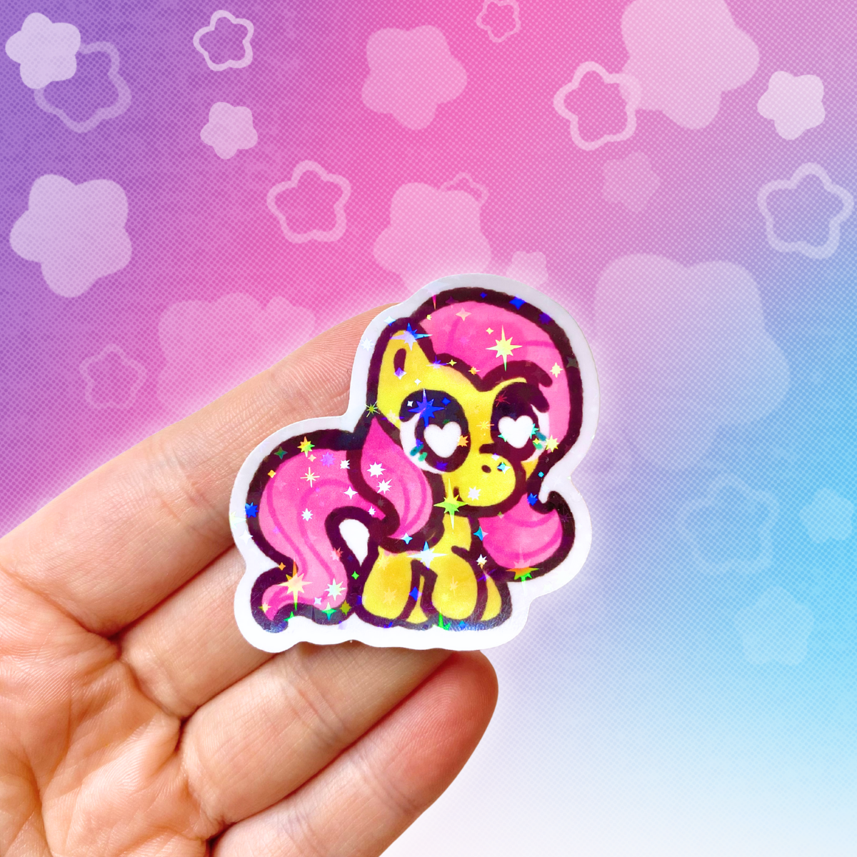 MLP Fluttershy 2" Starry Holo Vinyl Sticker