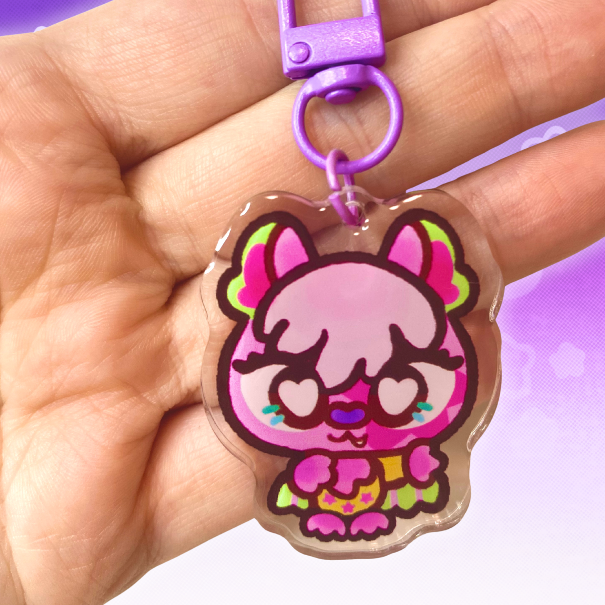 LPS Pastel Bat 2" Epoxy Keychain with Purple Clasp
