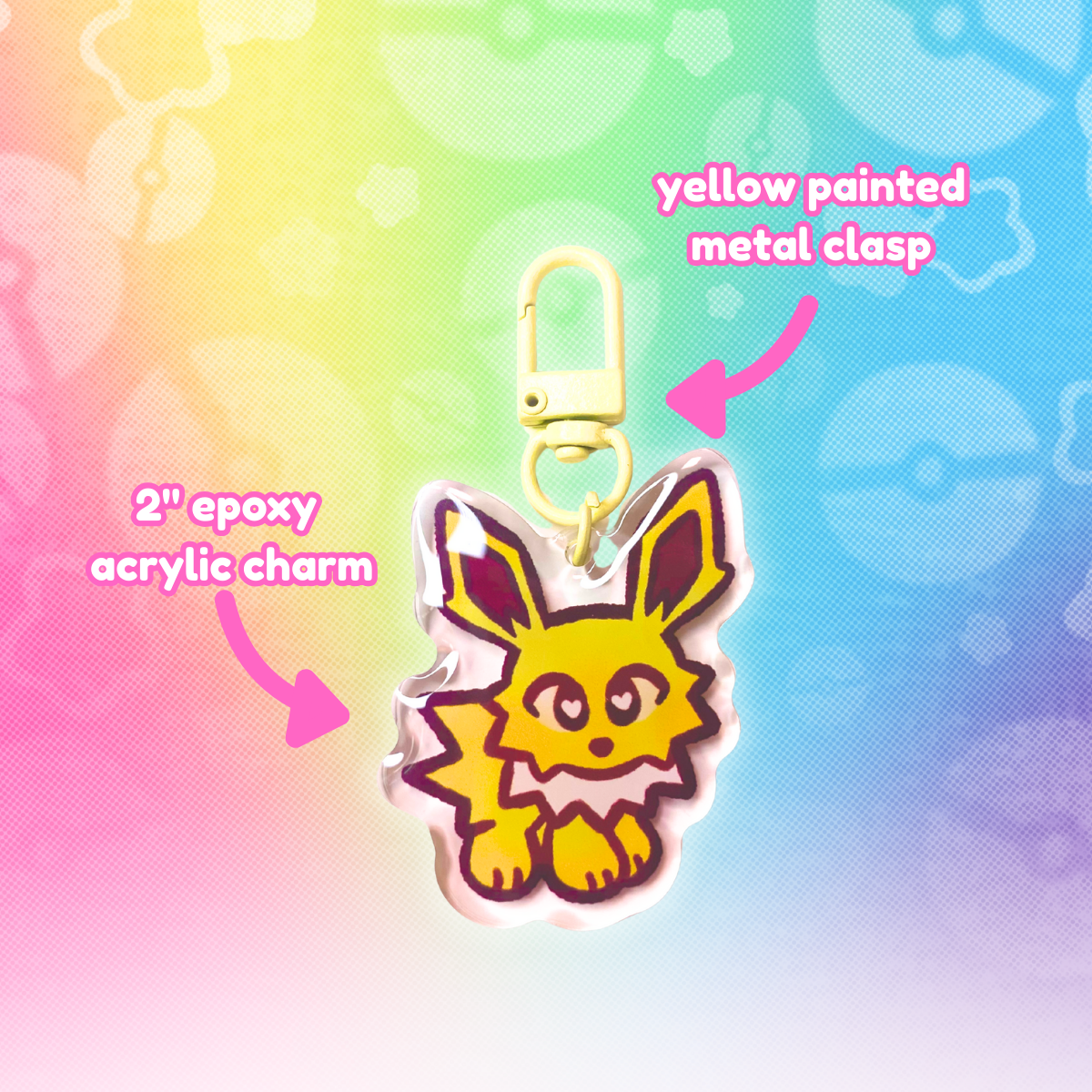 PKMN Jolteon 2" Acrylic Keychain with Yellow Metal Clasp