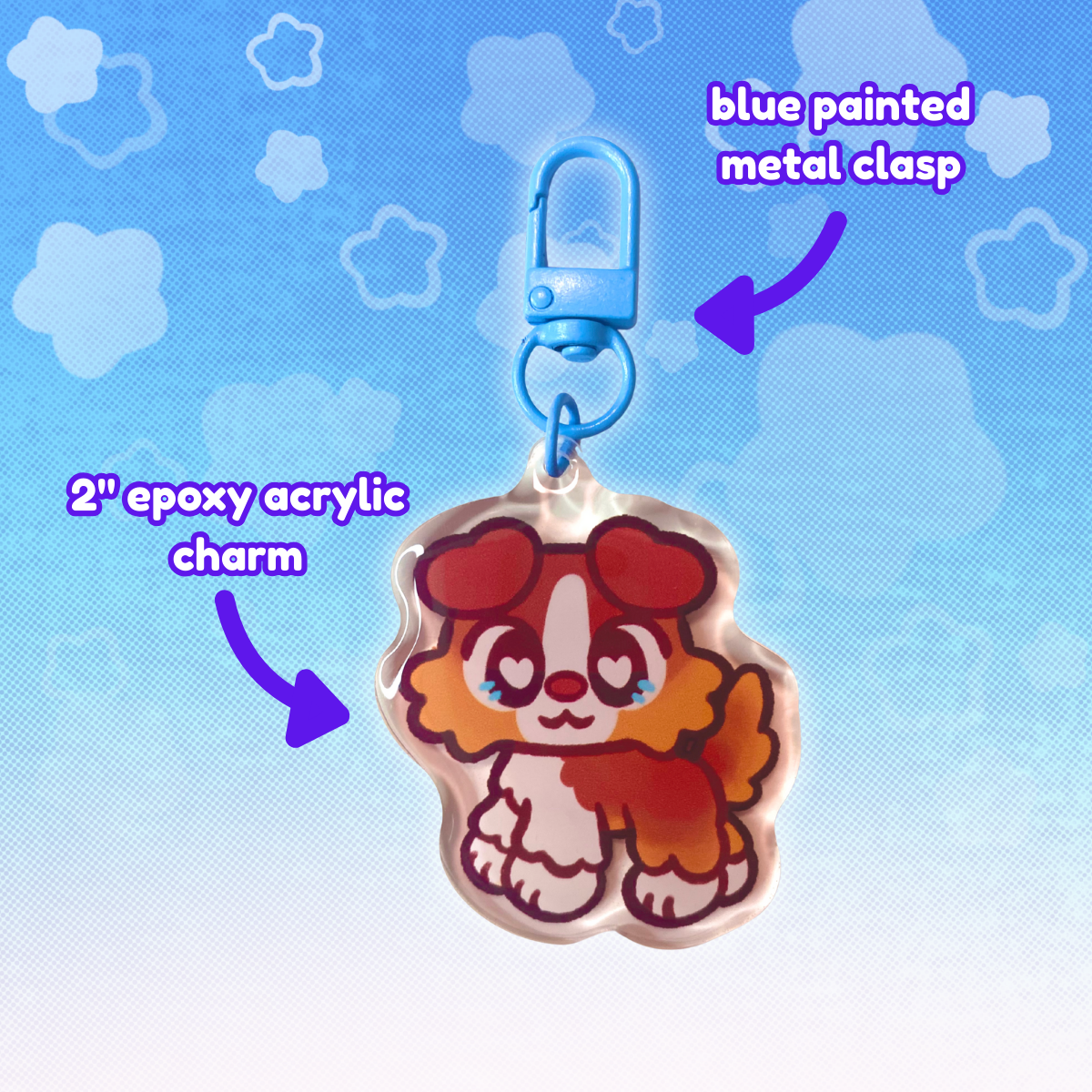 LPS Collie 2" Epoxy Keychain with Blue Clasp