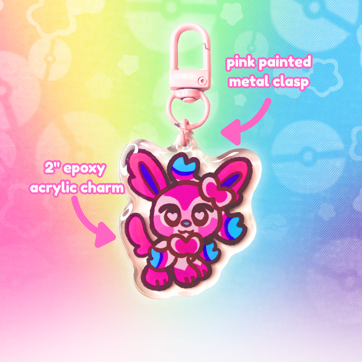 PKMN Slyveon 2" Acrylic Keychain with Pink Metal Clasp