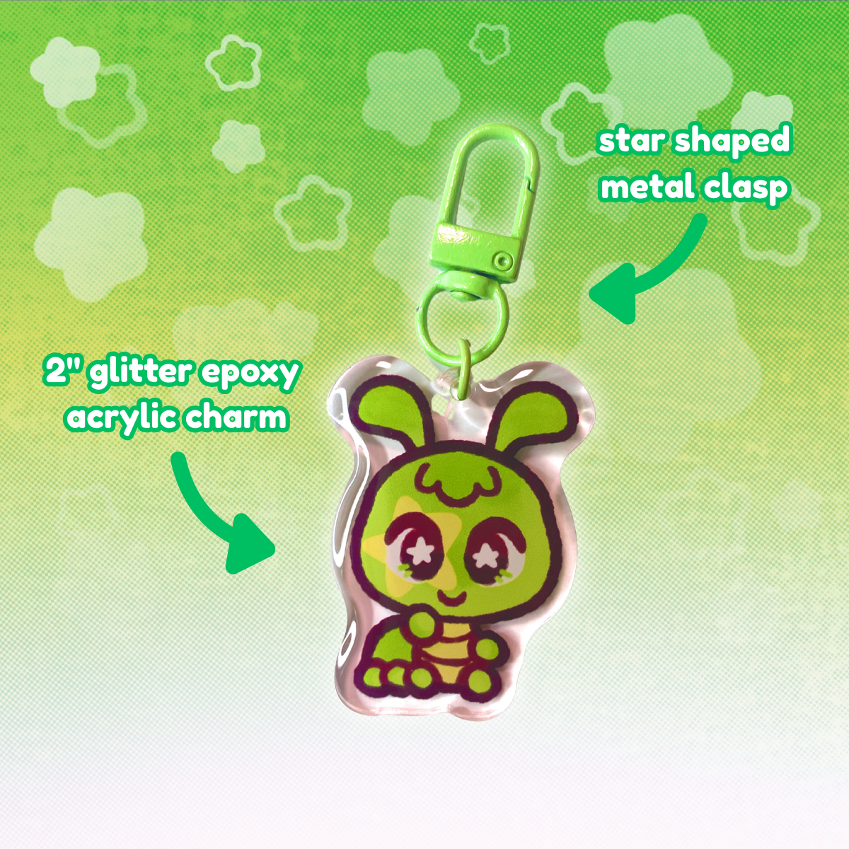 LPS Caterpillar 2" Epoxy Keychain with Green Clasp