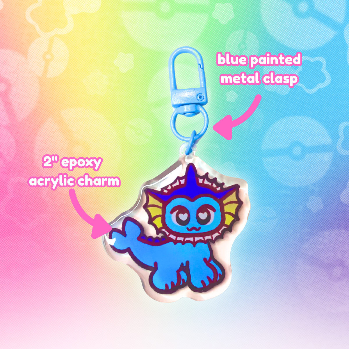 PKMN Vaporeon 2" Acrylic Keychain with Blue Metal Clasp