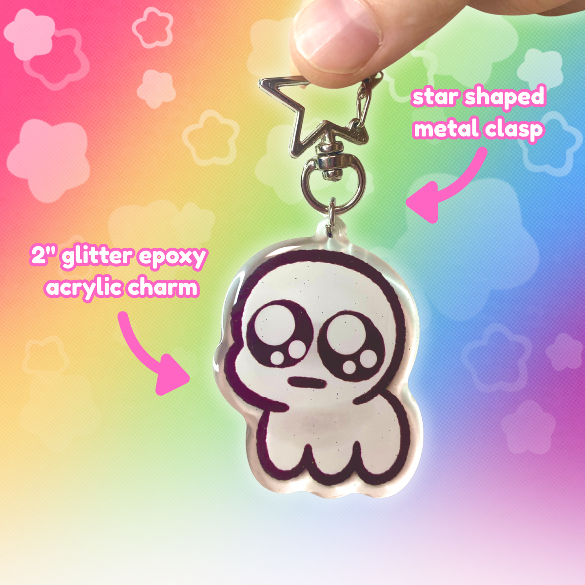 TBH Autism Creature 2" Epoxy Glitter Keychain with Metal Star Clasp