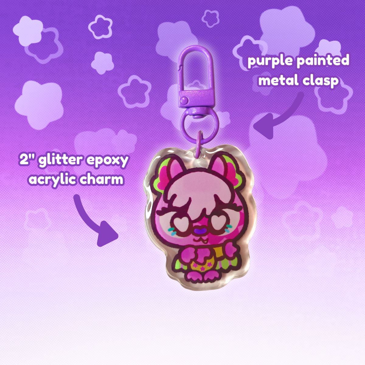 LPS Pastel Bat 2" Epoxy Keychain with Purple Clasp