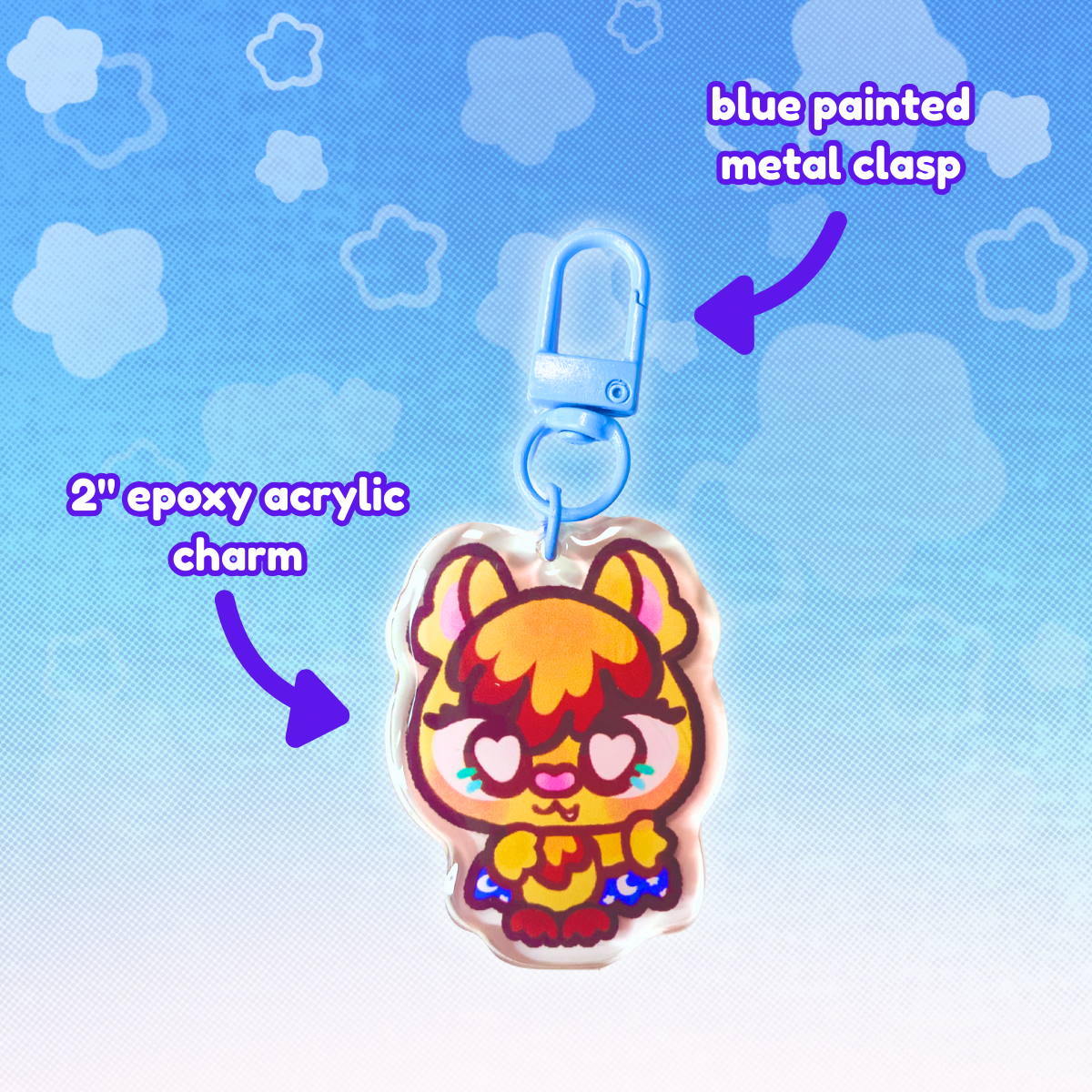 LPS Moon Bat 2" Epoxy Keychain with Blue Clasp