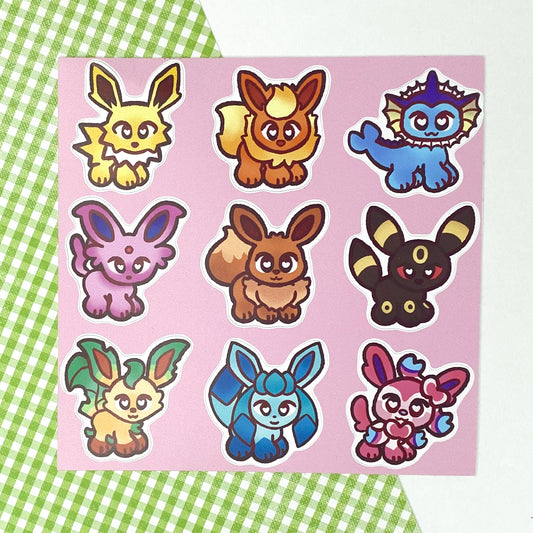 Eeveelutions 4" x 4" Matte Vinyl Sticker Sheet