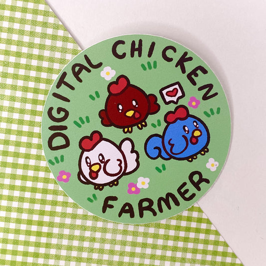 Digital Chicken Farmer 3" Matte Vinyl Sticker