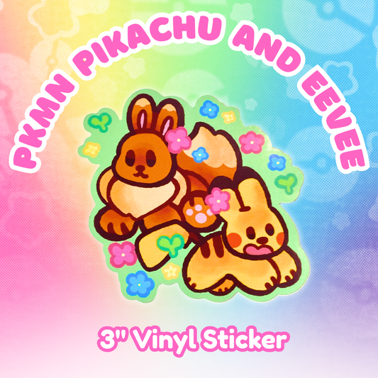 PKMN Pikachu and Eevee 3" Vinyl Sticker