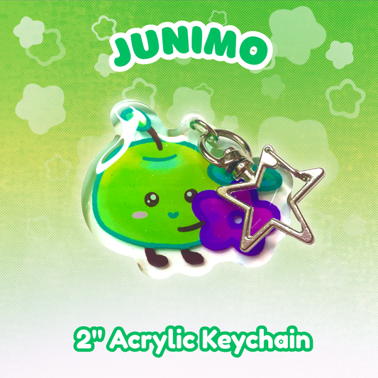 Stardew Valley Junimo 2" Epoxy Glitter Keychain with Metal Star Clasp