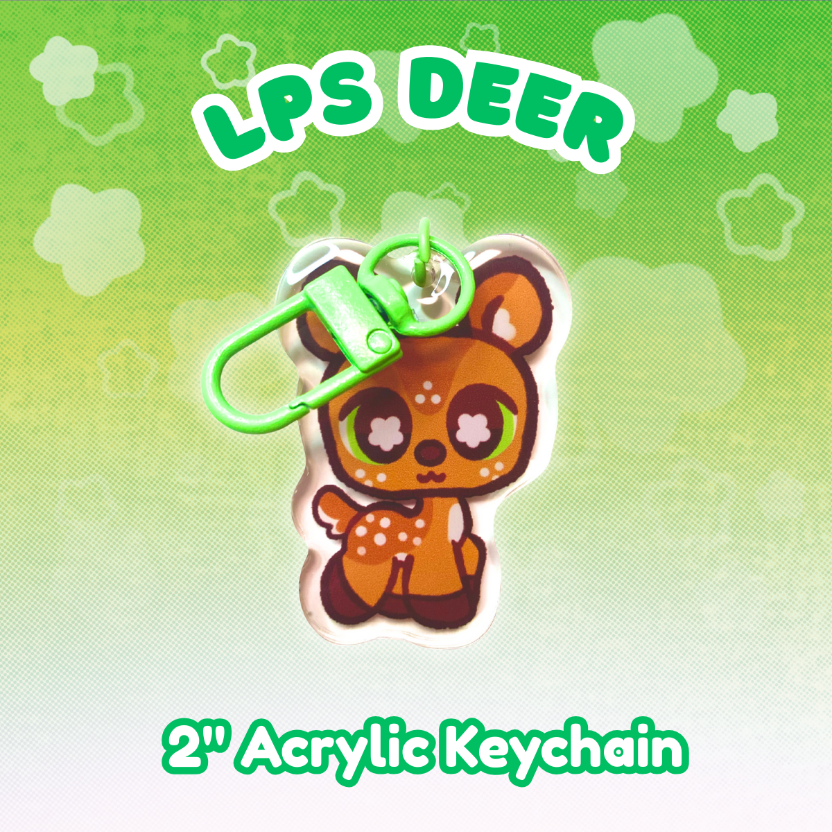 LPS Deer 2" Epoxy Keychain with Green Clasp