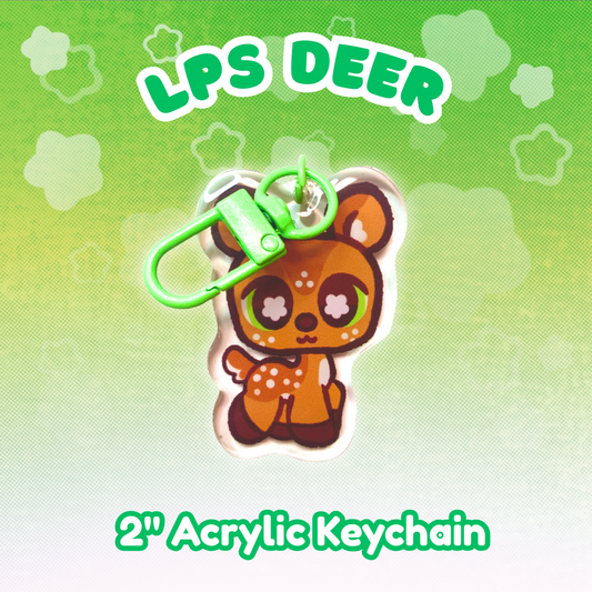 LPS Deer 2" Epoxy Keychain with Green Clasp
