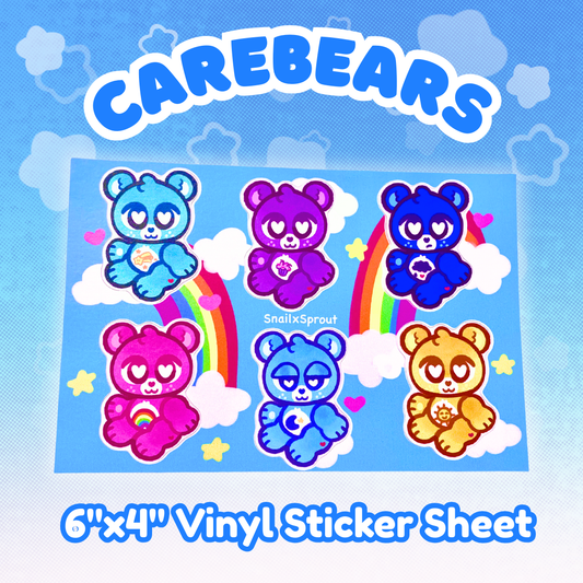 Carebear 6"x4"Vinyl Sticker Sheet