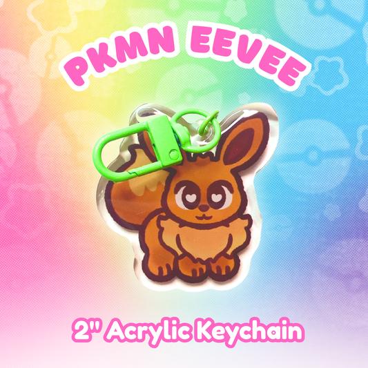 PKMN Eevee 2" Acrylic Keychain with Green Metal Clasp