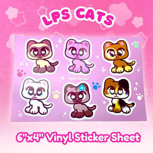 LPS Cats 6"x4"Vinyl Sticker Sheet