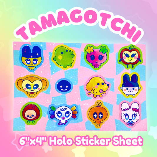 Tamagotchi 6"x4"Vinyl  Holographic Sticker Sheet