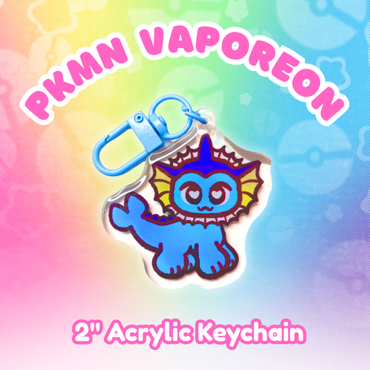 PKMN Vaporeon 2" Acrylic Keychain with Blue Metal Clasp