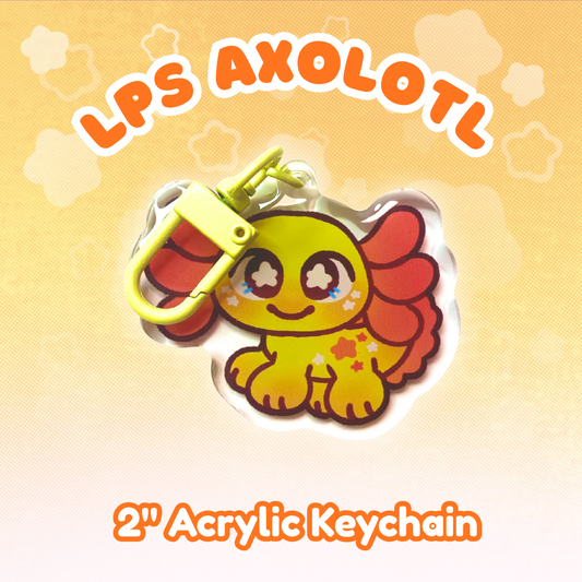 LPS Axolotl 2" Epoxy Keychain with Yellow Clasp