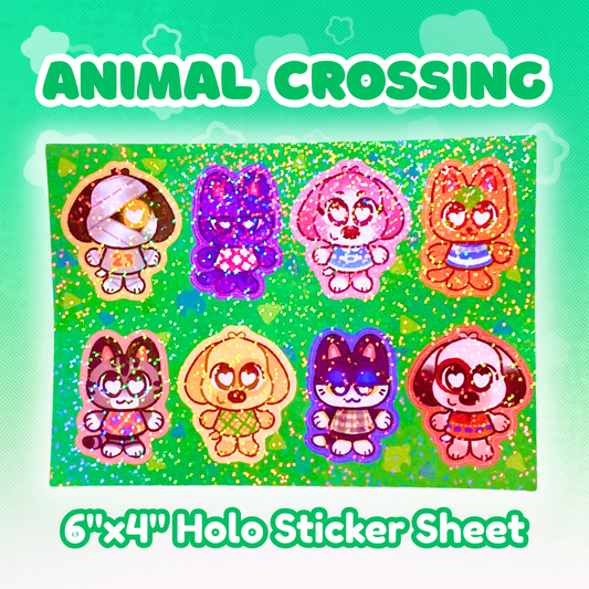 Animal Crossing 6"x4"Vinyl  Holographic Sticker Sheet